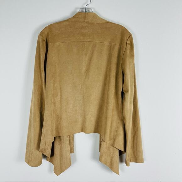 Bagatelle tan faux suede open waterfall lightweight preppy office jacket large - Picture 5 of 6